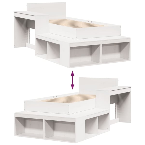 vidaXL Sengeramme uten madrass hvit 75x190 cm heltre furu