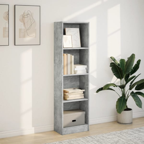 vidaXL Bokhylle betonggrå 40x24x143 cm konstruert tre