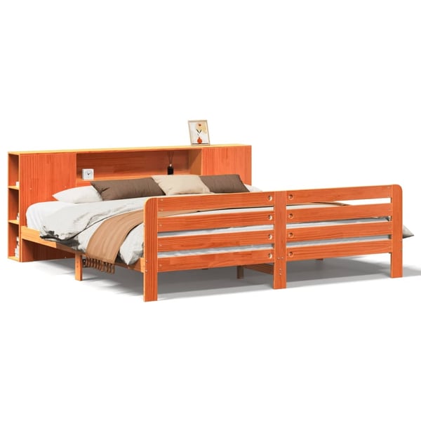 vidaXL Sengeramme uten madrass voksbrun 200x200 cm heltre furu