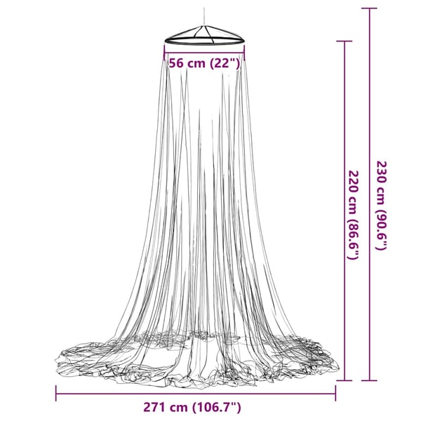 vidaXL Myggnät för säng 220 mesh vit 56x56x220 cm