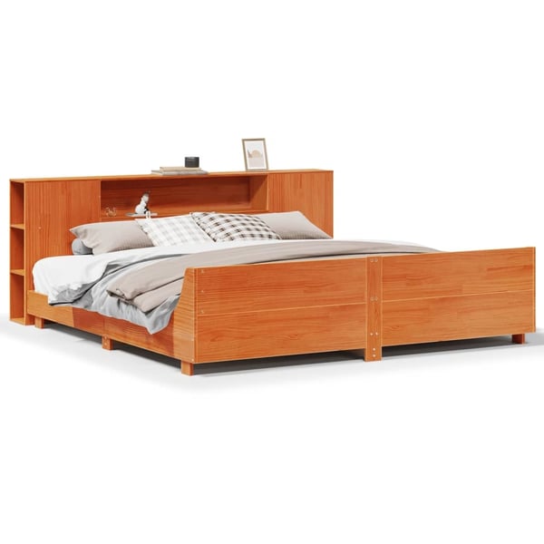 vidaXL Sengeramme uten madrass voksbrun 180x200 cm heltre furu