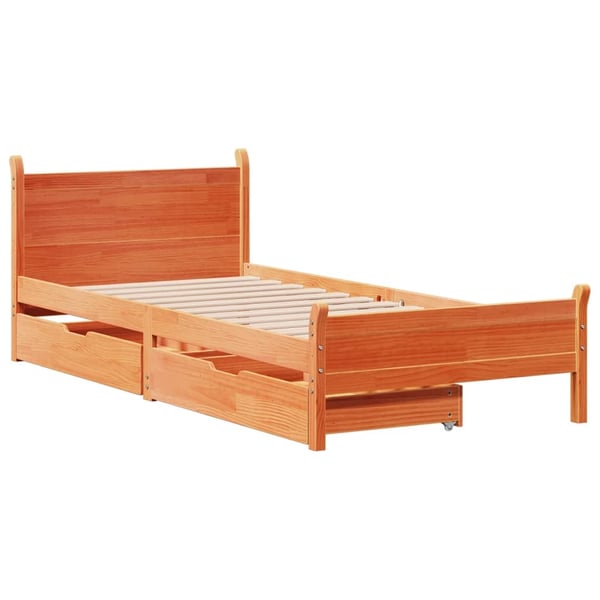 vidaXL Sengeramme uten madrass voksbrun 100x200 cm heltre furu