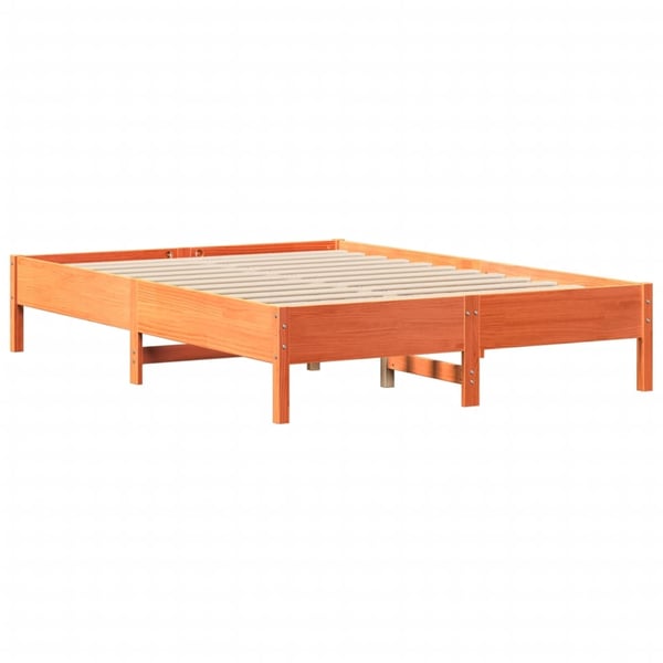 vidaXL Seng med bokhylle uten madrass voksbrun 160x200 cm heltre furu