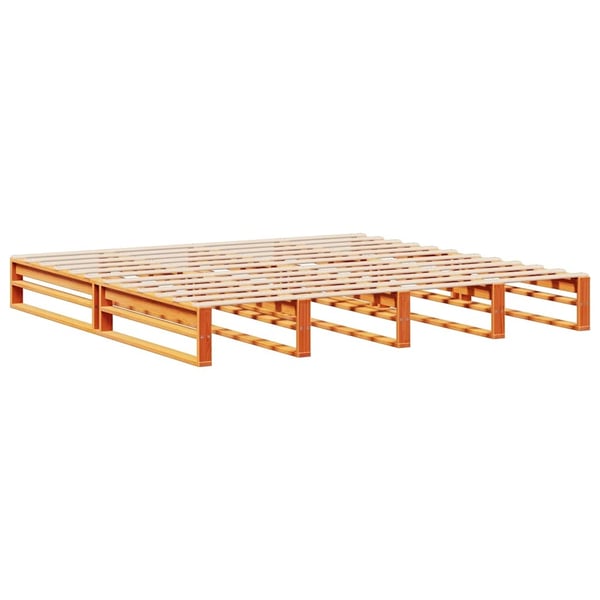 vidaXL Seng med bokhylle uten madrass voksbrun 200x200 cm heltre