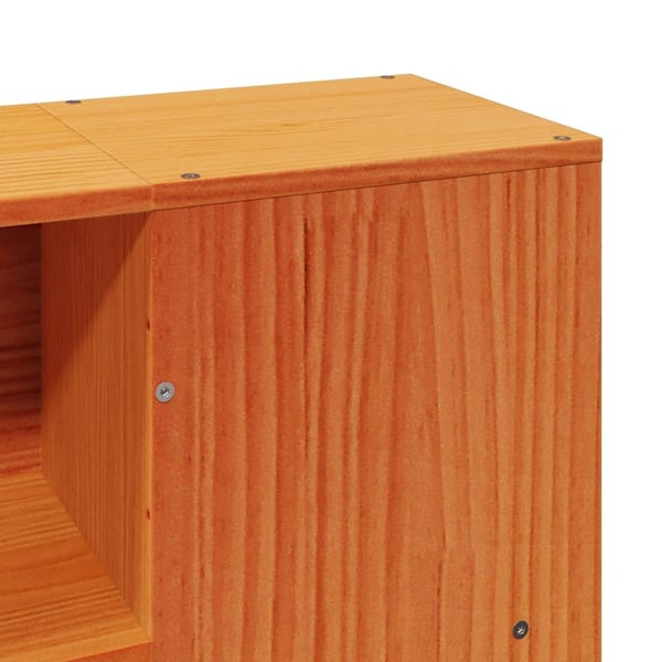 vidaXL Seng med bokhylle uten madrass voksbrun 135x190 cm heltre furu