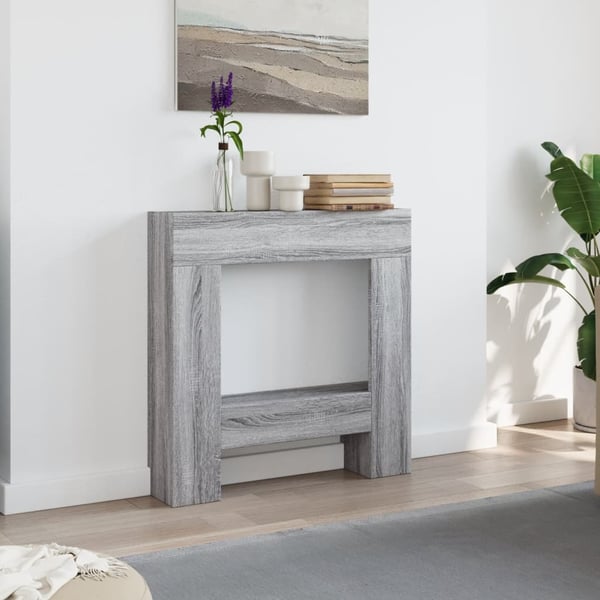 vidaXL Peisramme grå sonoma 81x18x82 cm konstruert tre