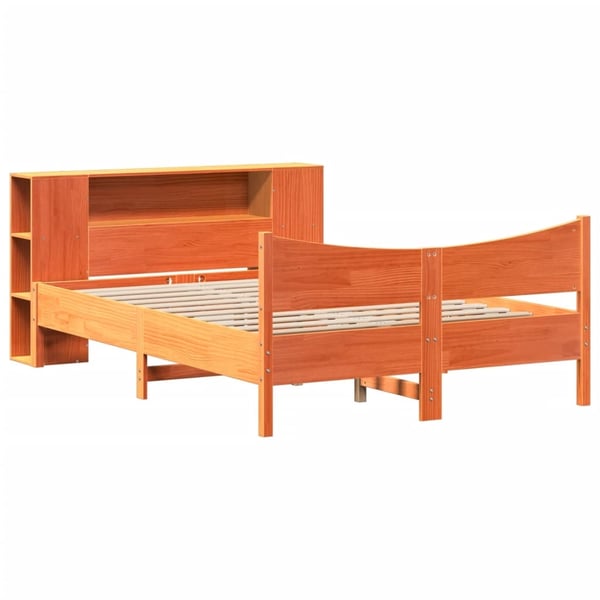 vidaXL sengeramme uden madras 135x190 cm massivt fyrretræ brun