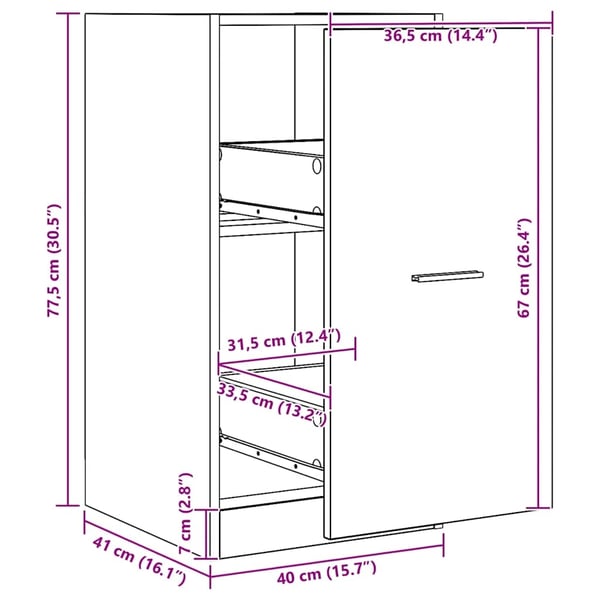 vidaXL Apotekskap artisan eik 40x41x77,5 cm konstruert tre