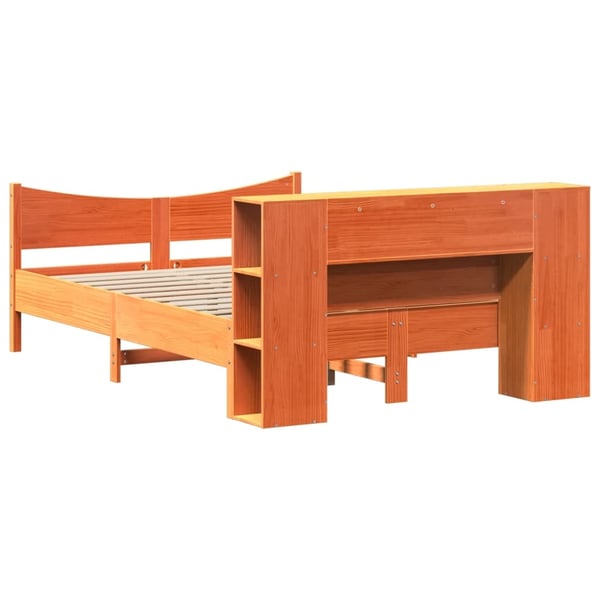vidaXL sengeramme uden madras 160x200 cm massivt fyrretræ gyldenbrun