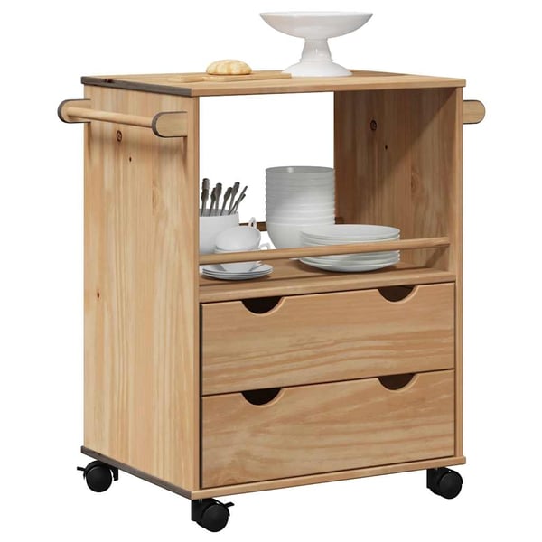 vidaXL Kjøkkenvogn OTTA 59x45x80 cm heltre furu