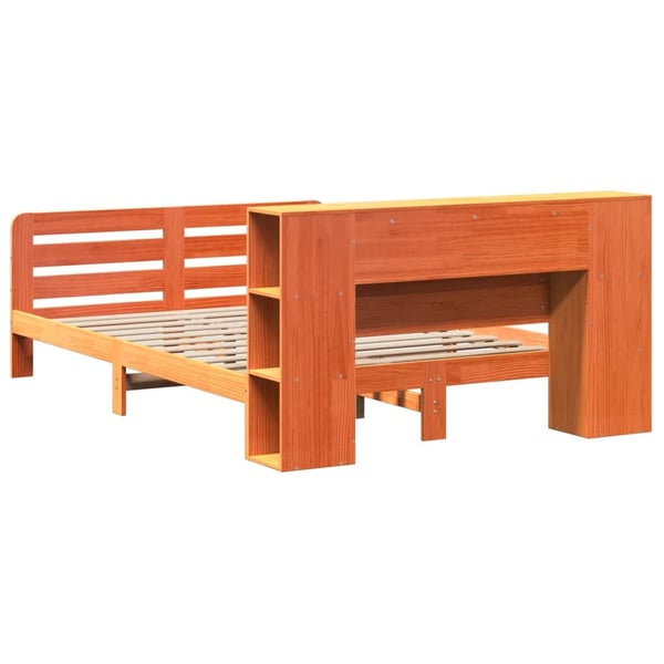 vidaXL Sengeramme uten madrass voksbrun 140x200 cm heltre furu