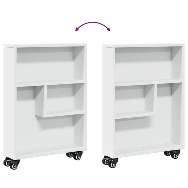 vidaXL Smal oppbevaringsvogn hvit 48x13x68 cm konstruert tre
