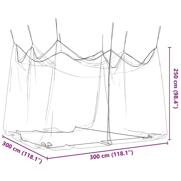 vidaXL Myggnett for utendørs 220 mesh svart 300x300x250 cm