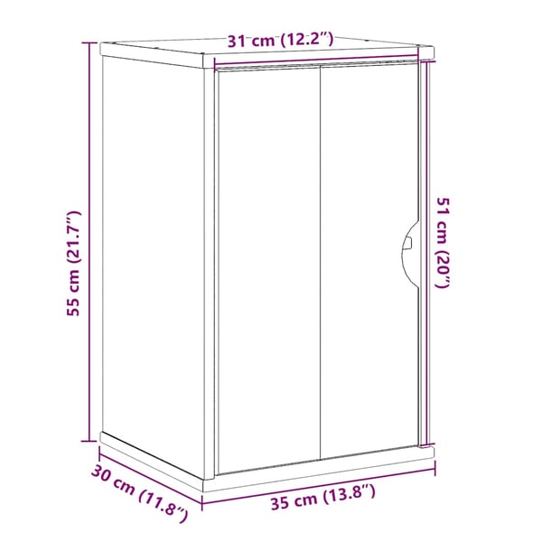 vidaXL Veggmontert baderomsskap OTTA 35x30x55 cm heltre furu