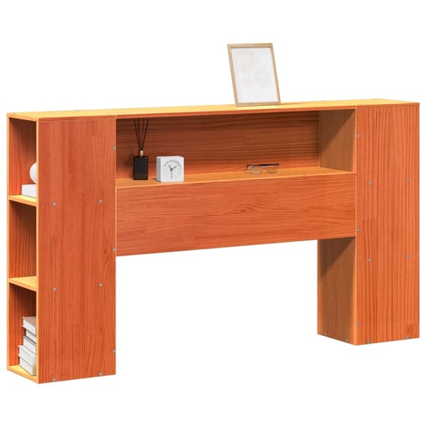 vidaXL Hodegavl med oppbevaring voksbrun 140 cm heltre furu