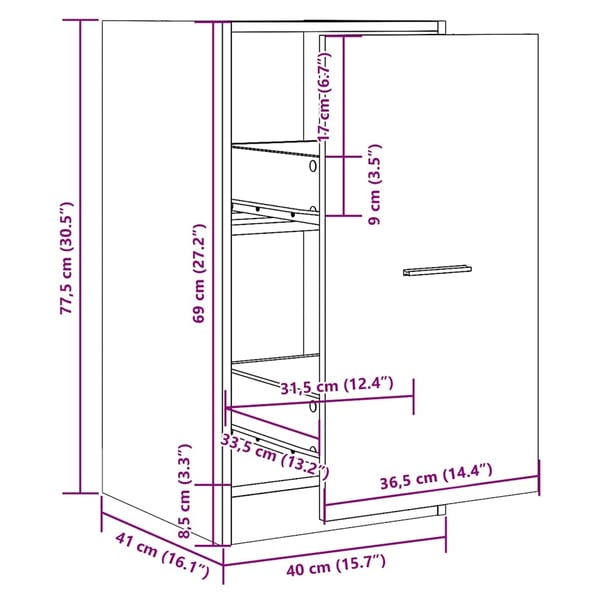 vidaXL Apotekskap svart 40x41x77,5 cm konstruert tre