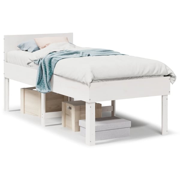 vidaXL Sängram utan madrass vit 90x200 cm massiv furu