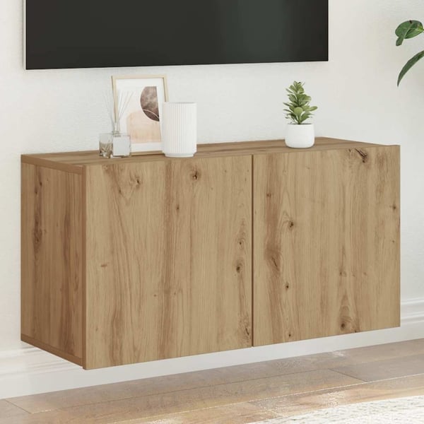 vidaXL væghængt tv-bord 80x30x41 cm egetræsfarve