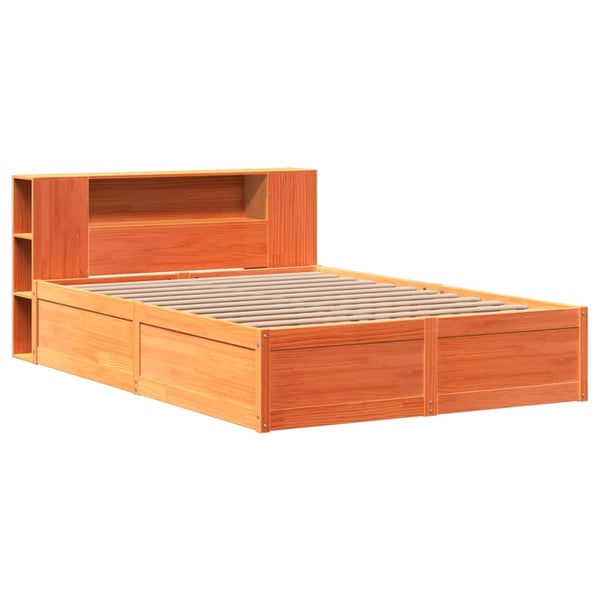 vidaXL sengeramme uden madras 140x190 cm massivt fyrretræ gyldenbrun