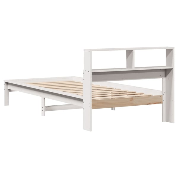 vidaXL Seng med bokhylle uten madrass hvit 90x200 cm heltre furu