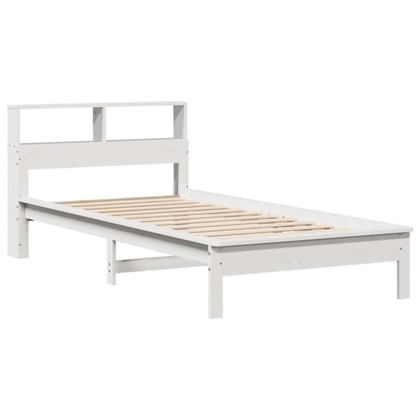 vidaXL Seng med bokhylle uten madrass hvit 90x200 cm heltre furu