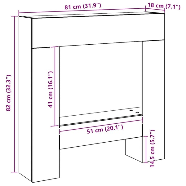 vidaXL Peisramme artisan eik 81x18x82 cm konstruert tre