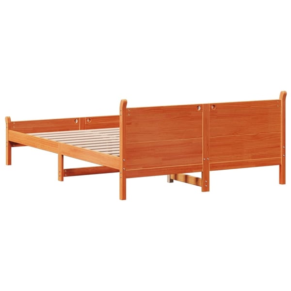 vidaXL Sengeramme uten madrass voksbrun 120x190 cm heltre furu