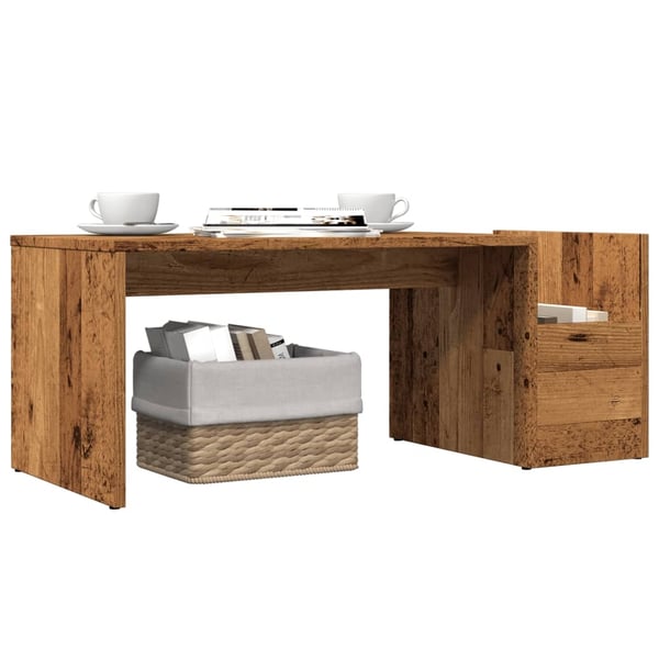 vidaXL sofabord 90x45x35 cm konstrueret træ antikt træ