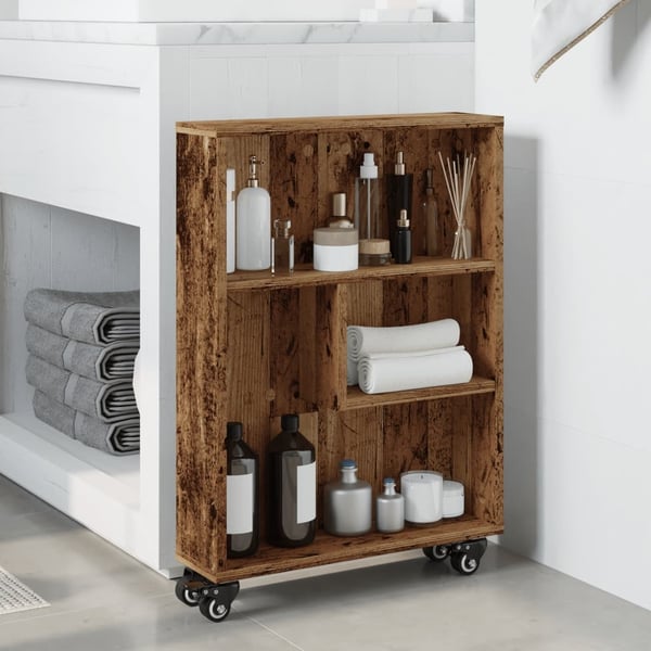 vidaXL Smal oppbevaringsvogn gammelt tre 48x13x68 cm konstruert tre