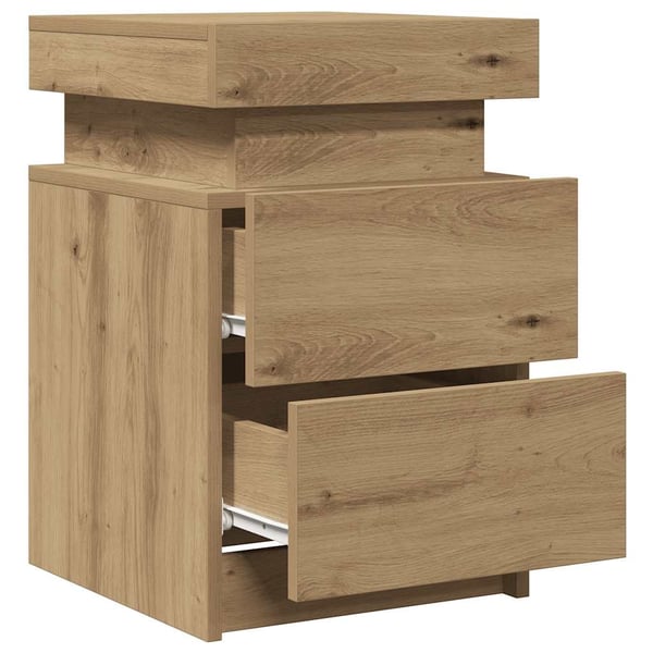vidaXL Nattbord 2 stk med LED artisan eik 35x39x55 cm konstruert tre
