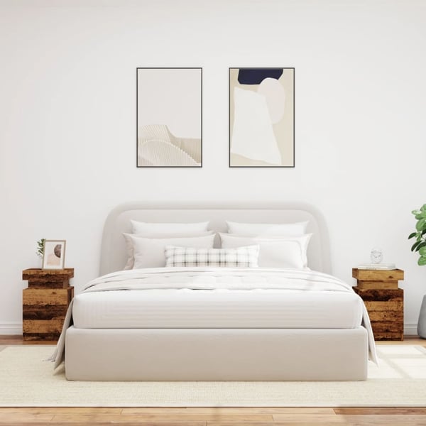 vidaXL Nattbord 2 stk med LED gammelt tre 35x39x55 cm konstruert tre