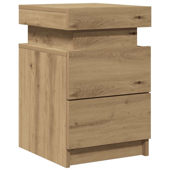 vidaXL Nattbord 2 stk med LED artisan eik 35x39x55 cm konstruert tre
