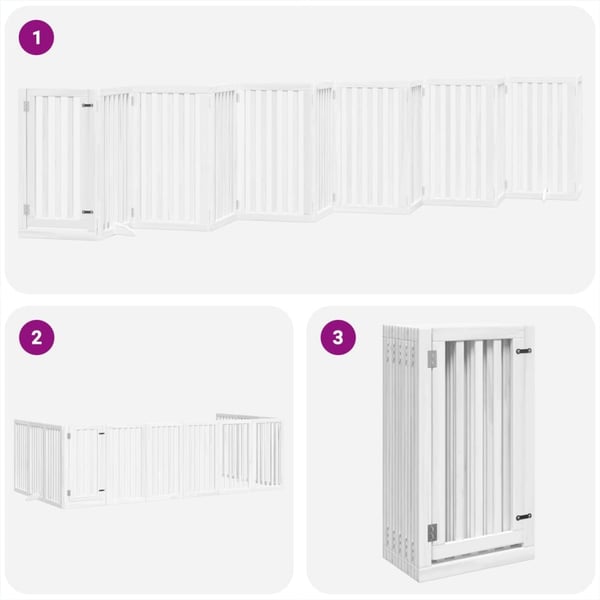 vidaXL Hundeport sammenleggbar 12 paneler hvit 600 cm poppeltre