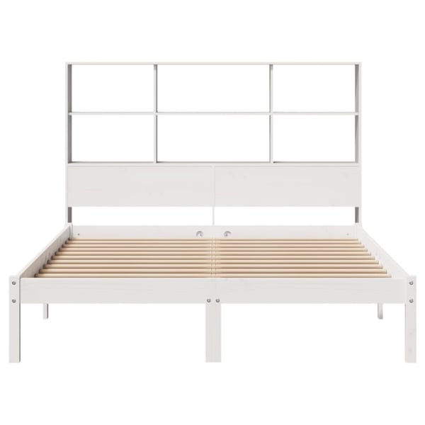 vidaXL Seng med bokhylle uten madrass hvit 140x200 cm heltre furu
