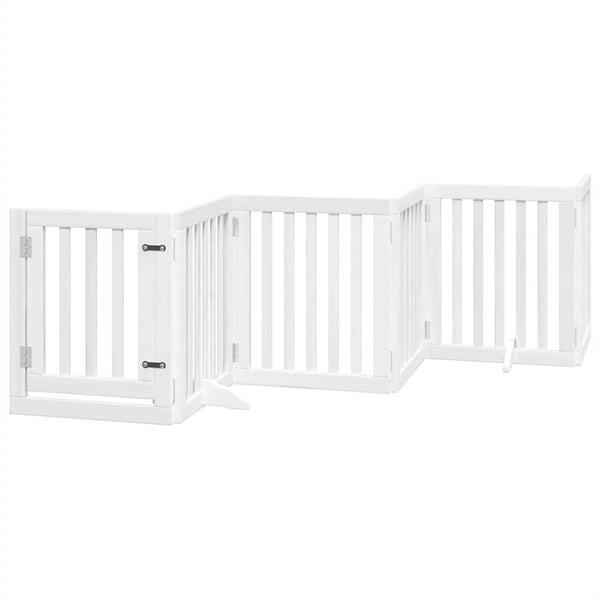vidaXL Hundeport sammenleggbar 9 paneler hvit 450 cm poppeltre