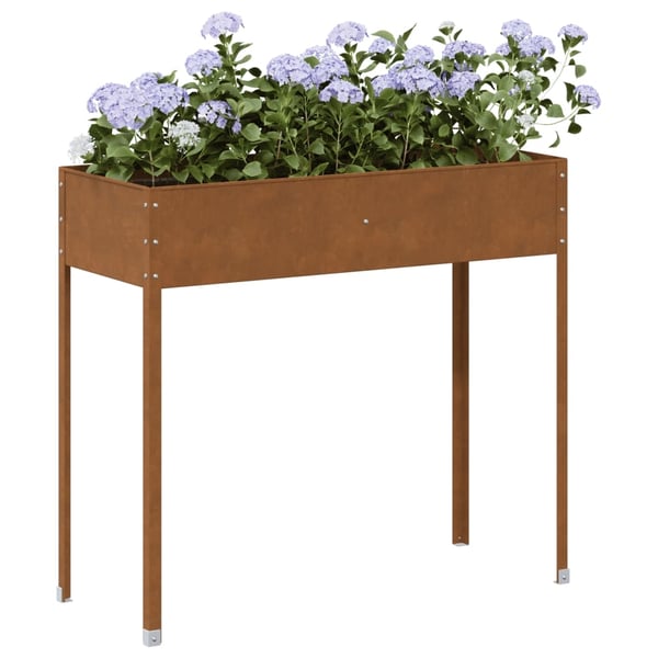 vidaXL Puutarhakukkalaatikko harmaa 100x40x77 cm säänkestävä teräs