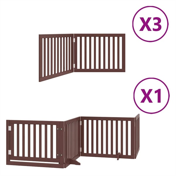 vidaXL hundelåge med dør 10 paneler 800 cm foldbar poppeltræ brun