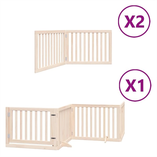 vidaXL hundelåge med dør 8 paneler 640 cm foldbar poppeltræ