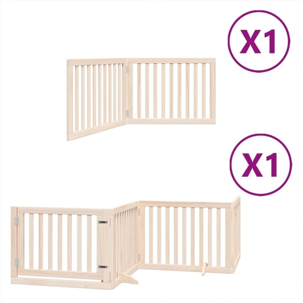 vidaXL hundelåge med dør 6 paneler 480 cm foldbar poppeltræ