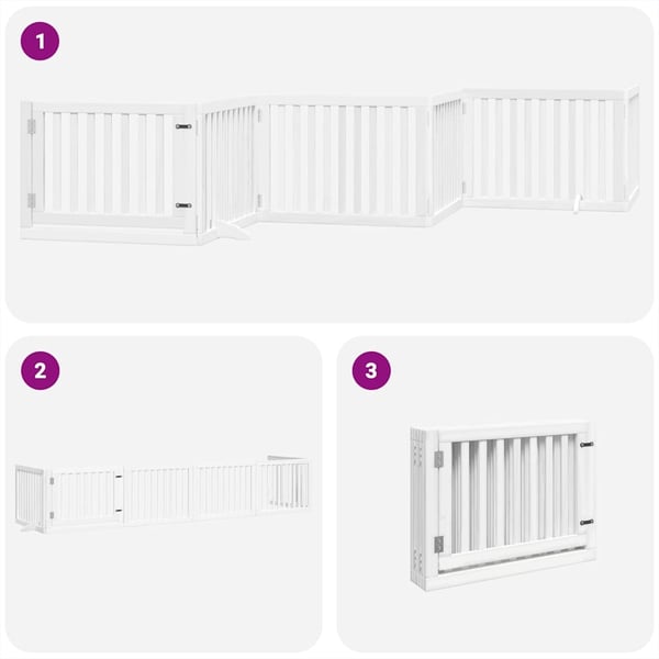 vidaXL Hundeport sammenleggbar 6 paneler hvit 480 cm poppeltre