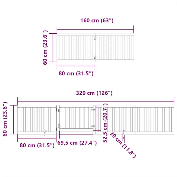 vidaXL Hundeport sammenleggbar 12 paneler hvit 960 cm poppeltre