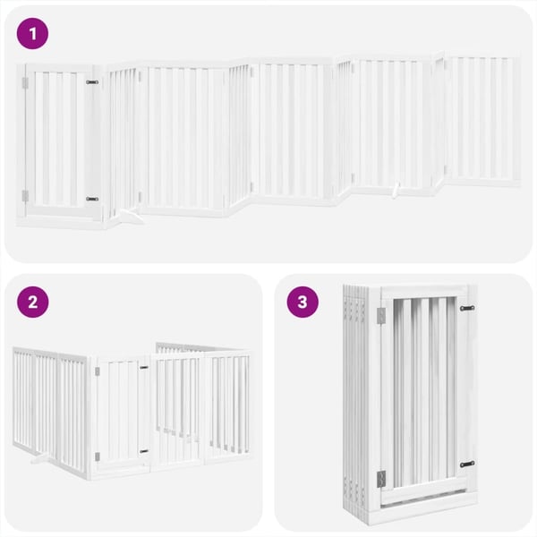 vidaXL Hundeport sammenleggbar 9 paneler hvit 450 cm poppeltre