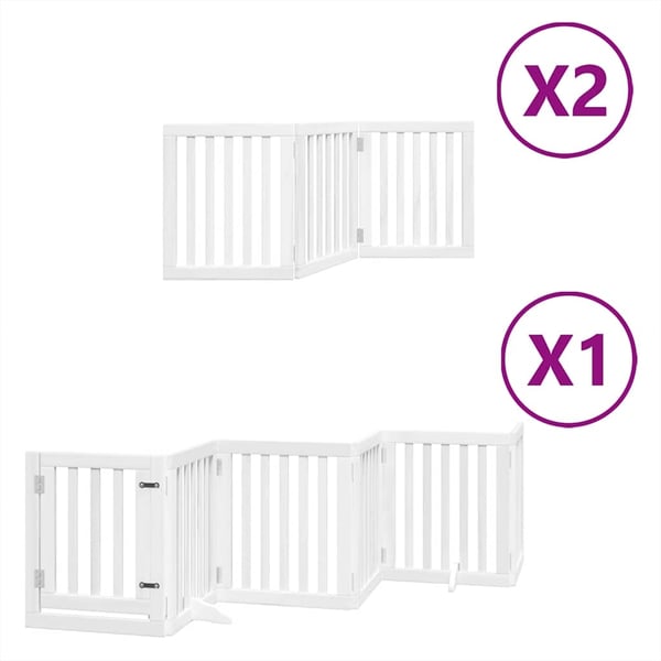 vidaXL Hundeport sammenleggbar 12 paneler hvit 600 cm poppeltre