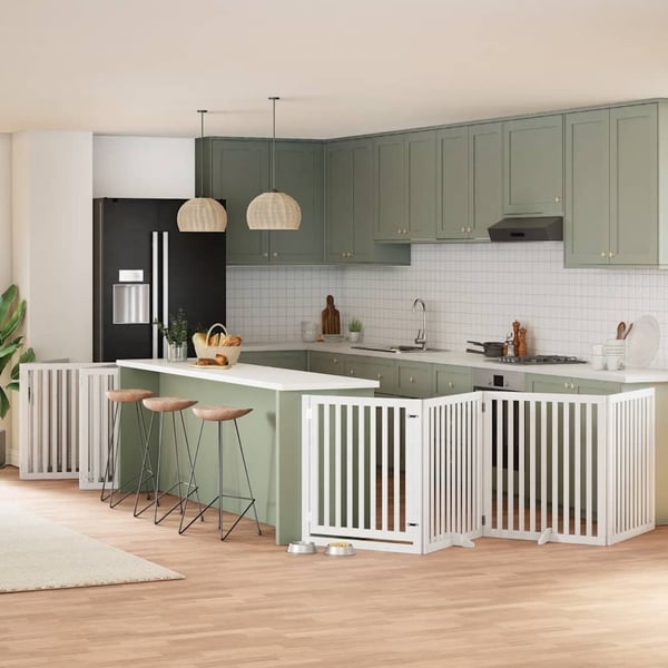 vidaXL Hundeport sammenleggbar 12 paneler hvit 960 cm poppeltre