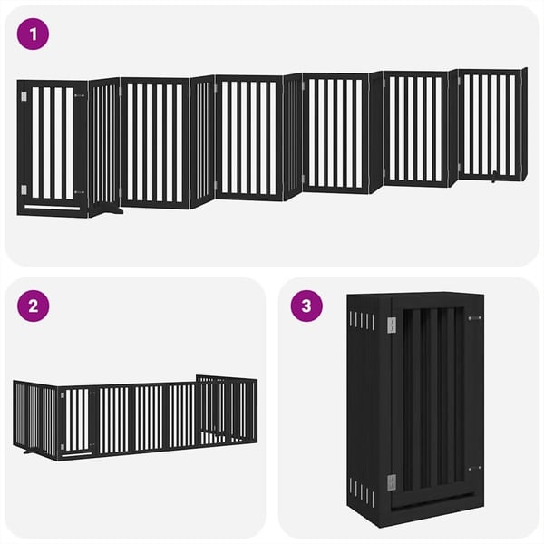 vidaXL Hundeport sammenleggbar 12 paneler svart 600 cm poppeltre
