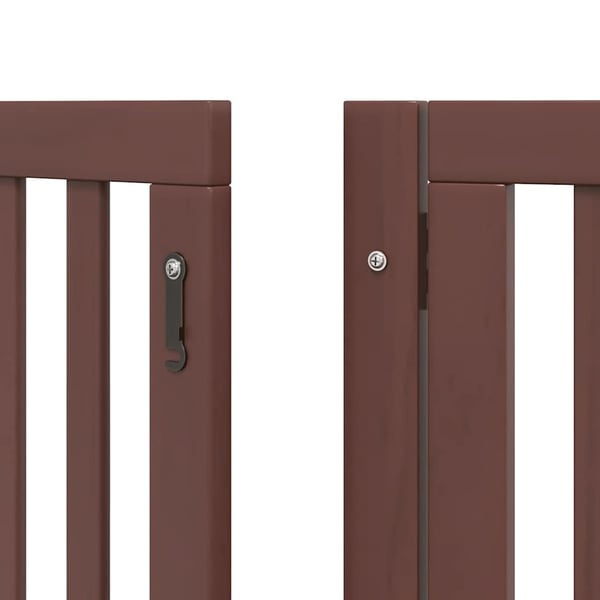 vidaXL hundelåge med dør 12 paneler 600 cm foldbar poppeltræ brun