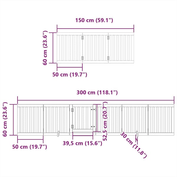 vidaXL Hundeport sammenleggbar 12 paneler 600 cm poppeltre