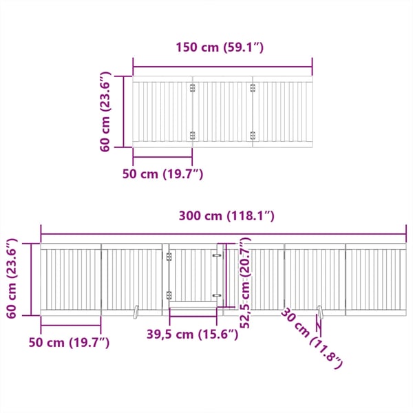 vidaXL Hundeport sammenleggbar 12 paneler brun 600 cm poppeltre
