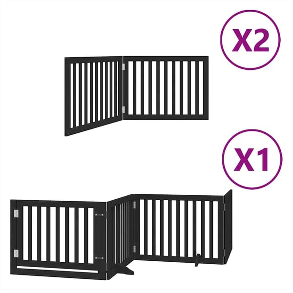 vidaXL Hundeport sammenleggbar 8 paneler svart 640 cm poppeltre