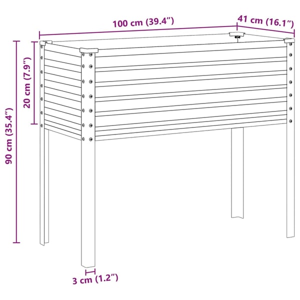 vidaXL Hagepotte 100x45x90 cm galvanisert stål